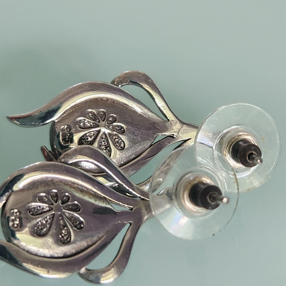 Marahlago Willow Sterling Silver Larimar White Sapphire earrings, preloved - Picture 6 of 10